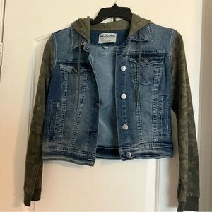 Wallflower Blue Denim Jacket with Green Camo Sleeves